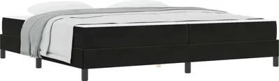 Image de Lit à ressorts avec matelas Noir 200 x 200 cm tissu