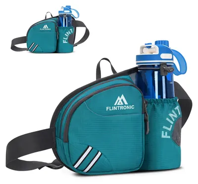 Immagine prodotto di Borsa da cintura con portabottiglie, impermeabile, regolabile, blu, ideale per attività all'aperto