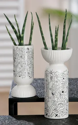 Image de Gilde Vase, Modern Art, Einliniendesign, Porzellan, weiß, VE 4, D. 9 cm Höhe: 20.00 cm Durchmesser: 9.00 cm 32772