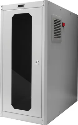 Produktbild von Digitus Computergehäuse mit eingebautem Filterlüfter und Nivellierfüßen, Freistehendes Gestell, Sperrschloss, Grau