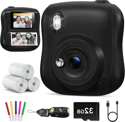 Produktbild von Kinderkamera – Sofortbilder – Fotos machen – Mit 32 GB Speicherkarte – 2,0-Zoll-Display – Schwarz