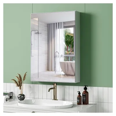Produktbild von Spiegelschrank für das Badezimmer mit verstellbarem Einlegeboden, Weiß 50 x 70 x 12 cm
