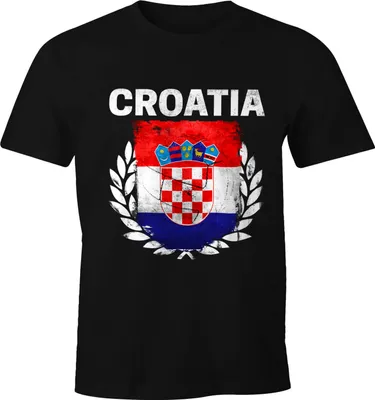 Produktbild von Herren T-Shirt - Fußball EM 2016 Croatia Kroatien Flagge Vintage - Comfort Fit MoonWorks® L