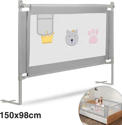 Produktbild von Hengda 150cm Bettgitter Bettschutzgitter Kinderbettgitter Höhenverstellbar Babybettgitter Rausfallschutz Für Babys Und Kinder Familienbett und Kinderbett