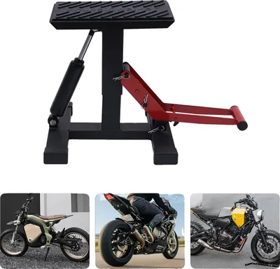 Obrázek produktu pro Zvedák na motorku, nosnost 400 kg, nastavitelná výška 25-40 cm, rozměr desky 28 x 17 cm, celková hmotnost 6,6 kg, odolná ocelová konstrukce