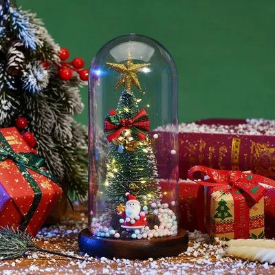 Productafbeelding van Kerstboomdecoratie met houten voet en LED-verlichting