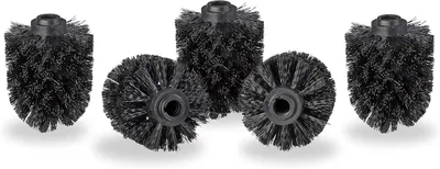 Image de Tête de brosse pour toilettes - Lot de 5 - Filetage 12 mm - Diamètre 7 cm - Pièce de rechange - Brosses de toilette individuelles - Noir