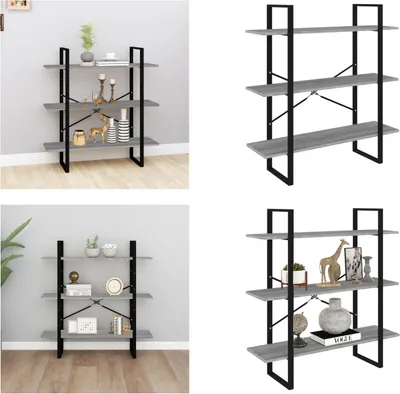 Zdjęcie produktu dla vidaXL Regał Szary Sonoma 100x30x105 cm Materiał drewnopochodny - Regał - Regały - Regał - Półka