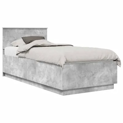Image de vidaXL Cadre de lit avec tête de lit Gris béton 90 x 200 cm Matériau dérivé du bois