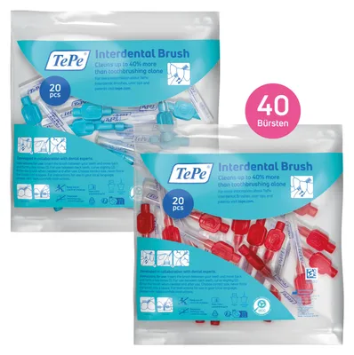 Produktbild von 40 Stück TePe Interdentalbürsten Original, Rot/Blau