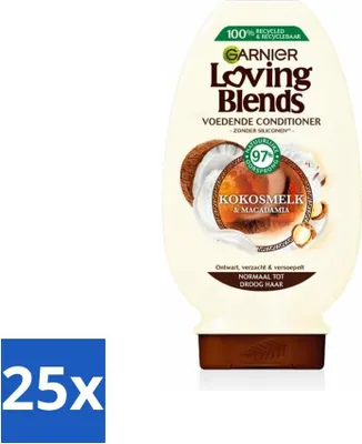 Produktbild von Garnier Loving Blends Kokosmilch- und Macadamia-Conditioner, 250 ml - Vorteilspack - 25 Stücke