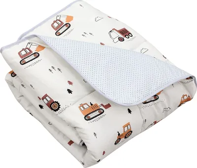 Produktbild von TupTam Baby Spielmatte Kinder Große Spieldecke Gepolstert XXL Krabbeldecke 120 x 120 cm Babyzimmer Schlafteppich, Farbe: Bagger Beige