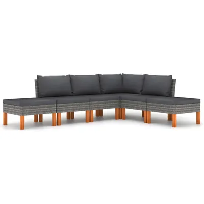 Obrázok produktu pre vidaXL 6-dielna záhradná obývacia súprava s vankúšmi Poly Rattan Grey