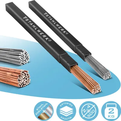 Obrázek produktu pro STAHLWERK Sada svarovacích tycí ER70S-G3 & ER307Si Ø 2,5/2,4 x 500 mm po 1 kg