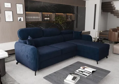 Image de AX LIVING Canapé d'angle avec fonction sommeil Ribella 5 265cm bleu D