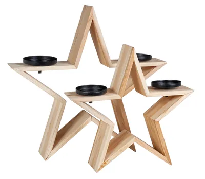 Produktbild von VBS Dekosterne Kerzenhalter Set 15 cm 20 cm 25 cm Weihnachten Tischdeko