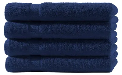 Produktbild von 4er Set Frottee Gästetücher Elegance 30x50 cm 100% Baumwolle 500 gsm Gästetuch navyblau