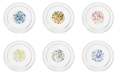 Immagine prodotto di Teca Set 6 Bicchieri Tumbler Linea Terrazzo in Vetro Borosilicato con Decori Assortiti Interni in Vetrocamera e Design Impilabile ed Ergonomico