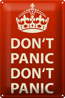 Produktbild von Blechschild Spruch 20x30cm don´t Panic keine Panik Krone