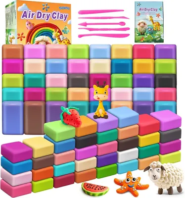 Produktbild von 76 Farben, lufttrocknende Tonmasse, Modellierclay, magischer Ton für Kinder