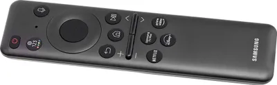 A black Samsung TV remote control is shown against a white background.