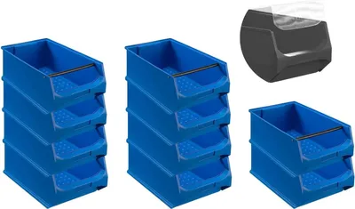Produktbild von SparSet 10x Blaue Sichtlagerbox 5.1 mit Griffstange & Abdeckung | HxBxT 20x30x50cm | 21,8 Liter | Sichtlagerbehälter, Sichtlagerkasten, Sichtlagerkastensortiment, Sortierbehälter