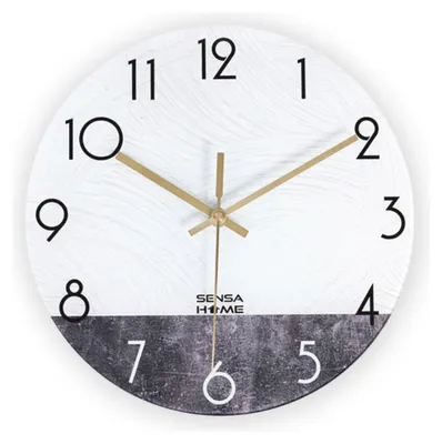 Produktbild von SensaHome Glas-Wanduhr, 30 cm Durchmesser – minimalistisches Marmor-Design mit geräuschlosem Uhrwerk – Marmorbeton