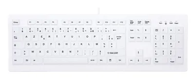 A white keyboard on a white background.