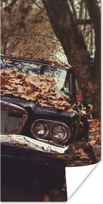 Produktbild von MuchoWow® Poster Auto - Herbstblätter - Landleben 20x40 cm - Plakat - Foto