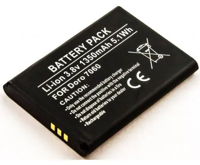 Produktbild von Akku für Doro 7060 Li-Ion 3,8 Volt 1350 mAh schwarz