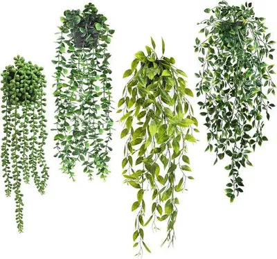Immagine prodotto di Vite artificiale, 4 pezzi, 65 cm, decorativa, verde, in plastica, per esterni, giardino, interno