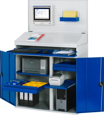 Produktbild von RAU Computerschrank 1100x520x1770mm stationär l.gr/e.bl