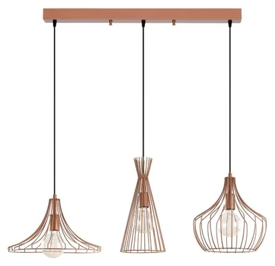 Image de Suspension luminaire en métal cuivré L 110 cm 3 lumières E27 style industriel