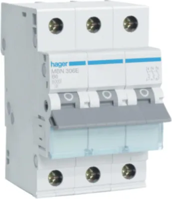 Produktbild von HAGER MCB Leitungsschutzschalter 6kA 3P B6A MBN306E