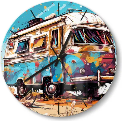 Produktbild von DEQORI Glasuhr Ø30 cm Modern 'Wüstenroadtrip' Wanduhr Glas Uhr Design leise Küchenuhr