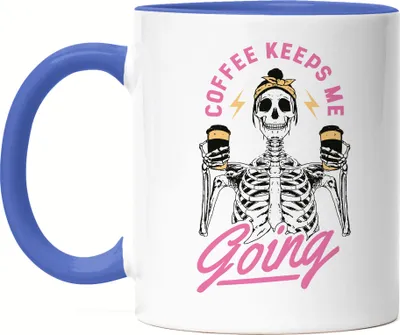 Produktbild von Coffee Keeps Me Going Tasse Blau Kaffee Kaffeeliebhaber Leben Coffeelover Frühstück Morgens Chef Latte