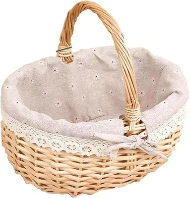 Produktbild von Geflochtkorb für Picknick – Korbmöbel aus Weidengeflecht – Ideal für Mahlzeiten im Freien – Handgefertigt aus Weide – 25 cm breit – Natürliches Material