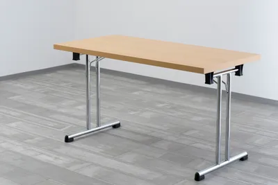 Produktbild von Klapptisch Jouni | 138x69cm | Buche | Chromgestell | Arbeitshöhe 73,5 cm | Höhenjustierbar 0-10 mm