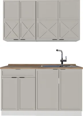 Produktbild von Singleküche Vicco Fame-Line GrauBeige/Weiß 140 cm , AP Eiche, Model 50531