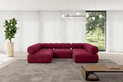 Produktbild von ALTDECOR Modulares Sofa Ecksofa in U-Form - Garvo-U1 - 285x190x70 cm Bordeauxrot Corner modular Sofa Eckcouch Couch Wohnlandschaft Cauchsofa Polstersofa