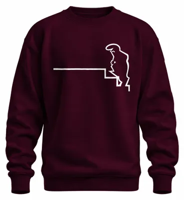 Produktbild von La Linea Balum Osvaldo Cavandoli Zeichentrick Strichmännchen Sweatshirt Pullover, Burgundy, M