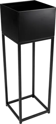 Image de VIVANNO Pot de fleurs tôle d'acier vernie par poudre ELEVATE SQUARE colonne, noir mat - 25x25x79 cm