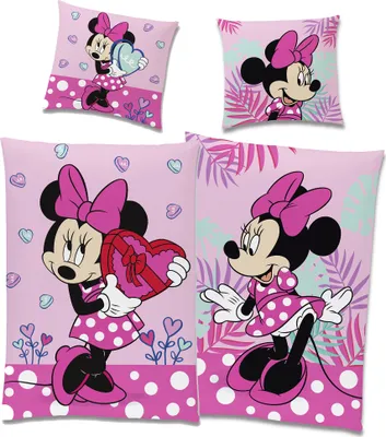 Produktbild von Minnie Mouse Herz Bettwäsche Linon / Renforcé