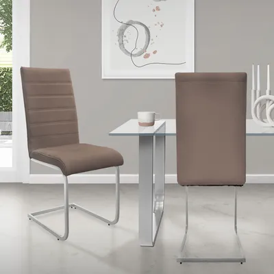 Produktbild von ML-Design 2er Set Esszimmerstuhl mit Rückenlehne, Braun, aus Kunstleder