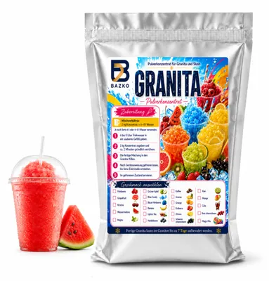 Produktbild von Bazko Slush Sirup 1kg Wassermelone Pulver Konzentrat für Eis Slush Maschine AZO frei