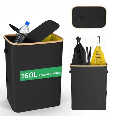Immagine prodotto di Contenitore per rifiuti da 160 litri, per bottiglie e vetro, con 2 scomparti