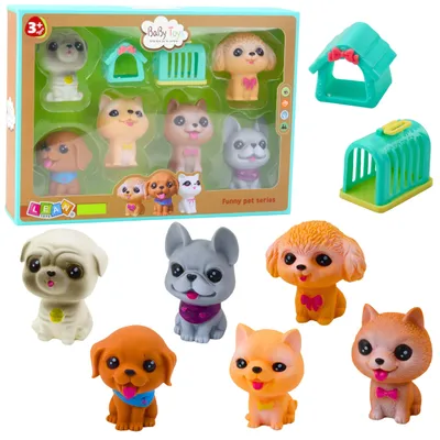 Imagen del producto de Set De Figuras Goma Perros Squeaker Kennel Transporter 6uds