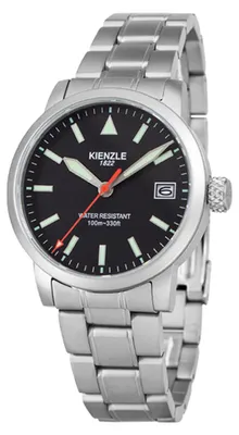 Produktbild von Kienzle Flieger Quarz Armbanduhr Saphirglas Edelstahl 39 mm Schwarz