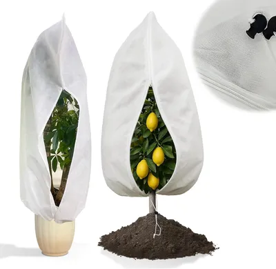 Imagen del producto de Protector para plantas de invierno, transpirable, de 80 x 120 cm, con cremallera y cordón, para uso en el jardín