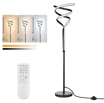 LED-Spiral-Stehleuchte, 30 W, dimmbar, 153 cm, schwarz